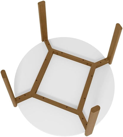 Manhattan Comfort Mid-Century Modern Gales Round 46.54 Dining Table with Solid Wood Legs in White - Set of 5
