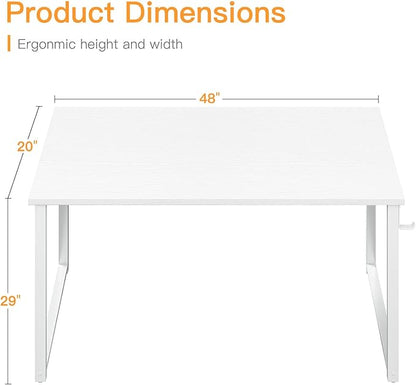 Coleshome 48 Inch Computer Desk, Modern Simple Style Desk for Home Office, Study Student Writing Desk, White