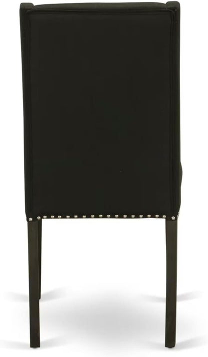 East West Furniture V677FL624-6 6 Piece Dining Room Set Contains a Rectangle Dining Table with V-Legs and 4 Black Linen Fabric Parson Chairs with a Bench, 40x72 Inch, Multi-Color
