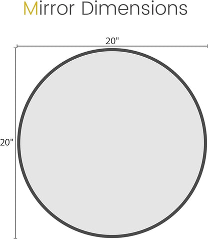 HOMECOOKIN Round Wall Mirror 20" Black Circle Mirror for Bathroom with Metal Framed, Round Gold Mirror for Wall Decor, Vanity, Entryway Living Room