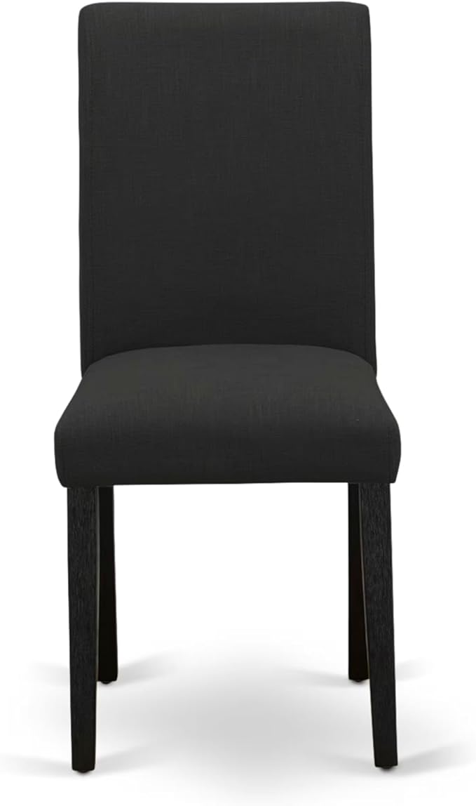 East West Furniture V677AB624-5 5 Piece Dinette Set Includes a Rectangle Dining Room Table with V-Legs and 4 Black Color Linen Fabric Parsons Dining Chairs, 40x72 Inch, Multi-Color