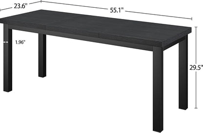 55.1 Inch Small Computer Desk, Home Office Desk, Modern Table for 2 Person Kids Student Gaming Computer Desk, Simple Office Table for Work,Craft,Writing,Studying, Etc., Black.