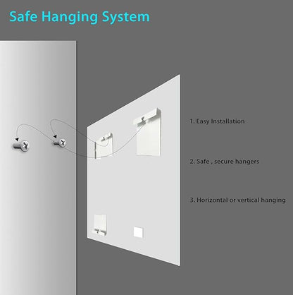 Beveled Mirror, 48"x30" Inch Beveled Frameless Mirror for Bathroom, Rectangular Beveled Edge Bathroom Vanity Mirror, Upgraded Shatterproof Wall Mirror, Hangs Horizontally or Vertically.