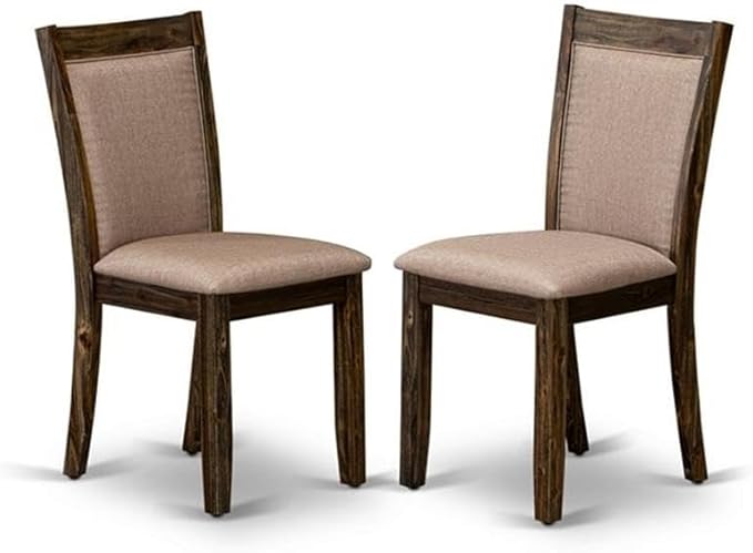 East West Furniture X797MZ716-7 7 Piece Modern Dining Table Set Consist of a Rectangle Wooden Table with X-Legs and 6 Dark Khaki Linen Fabric Upholstered Chairs, 40x72 Inch, Multi-Color