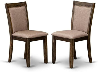 East West Furniture X797MZ716-7 7 Piece Modern Dining Table Set Consist of a Rectangle Wooden Table with X-Legs and 6 Dark Khaki Linen Fabric Upholstered Chairs, 40x72 Inch, Multi-Color