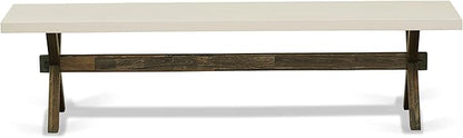 East West Furniture X727MZ716-6 6 Piece Dinette Set Contains a Rectangle Dining Table with X-Legs and 4 Dark Khaki Linen Fabric Parson Chairs with a Bench, 40x72 Inch, Multi-Color