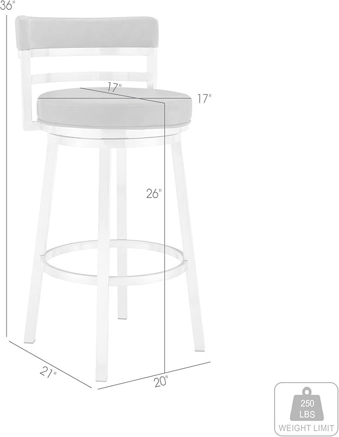Armen Living Madrid 26" Seat Height Swivel Modern Red Faux Leather and Brushed Stainless Steel Bar Stool for Kitchen Island Counter