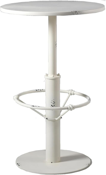 Diwhy Industrial Pub Table 23.6" Iron Round Desktop 37.4" Height Cast Iron Bar Table Antique White