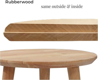 WoodShine Side Table Small Round Solid Wood Sofa Table End Tables Accent Nesting Coffee Table Natural(H:22inch)