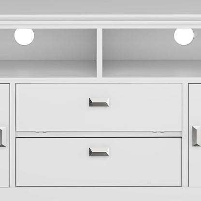 SIMPLIHOME Artisan SOLID WOOD 72 Inch Wide Contemporary TV Media Stand in White for TVs up to 80 Inches, For the Living Room and Entertainment Center