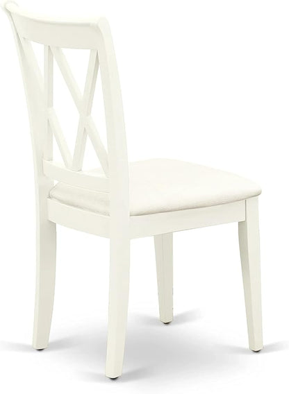 East West Furniture HBCL5-LWH-C 5 Piece Dining Table Set for 4 Includes a Round Kitchen Table with Pedestal and 4 Linen Fabric Dining Room Chairs, 42x42 Inch, Linen White