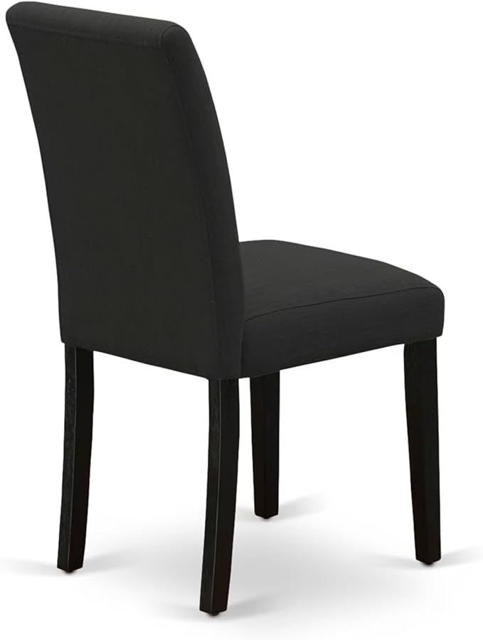 East West Furniture V627AB624-5 5 Piece Dining Set Includes a Rectangle Dining Room Table with V-Legs and 4 Black Color Linen Fabric Upholstered Parson Chairs, 40x72 Inch, Multi-Color
