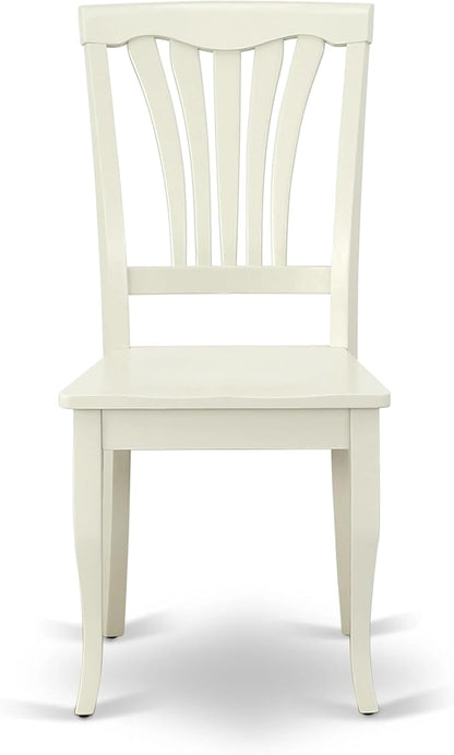 East West Furniture ANAV3-LWH-W 3 Piece Dining Table Set for Small Spaces Contains a Round Kitchen Table with Pedestal and 2 Kitchen Dining Chairs, 36x36 Inch, Linen White