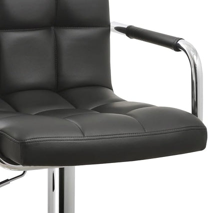 AC Pacific Contemporary Hydraulic Adjustable Swivel Kitchen Bar Stool Chair with Cushion and Armrest, 24"-33", Black ACBS15-BLACK Midnight Square