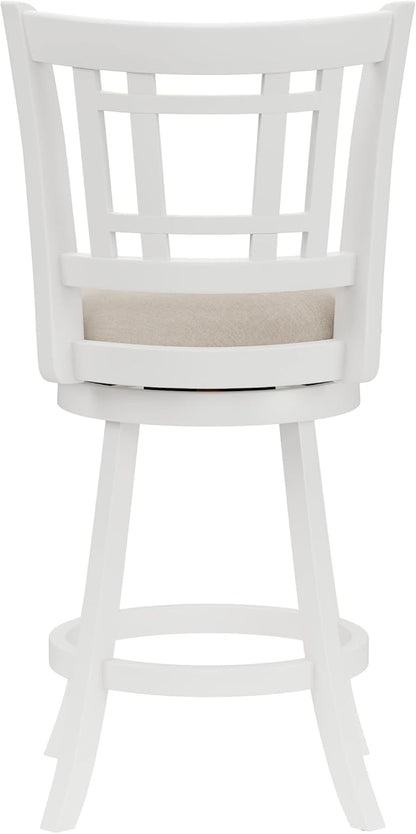 Hillsdale Fairfox Swivel Stool with Rectangular Lattice Back, Counter Height, White