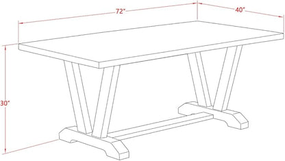 East West Furniture X627MZ606-7 7 Piece Kitchen Table Set Consist of a Rectangle Dining Table with X-Legs and 6 Shitake Linen Fabric Parsons Dining Chairs, 40x72 Inch, Multi-Color