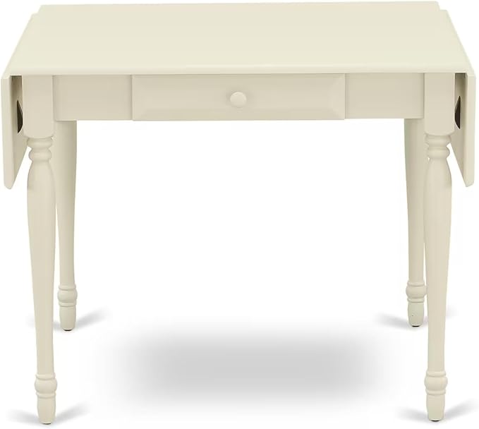 East West Furniture MZCL5-LWH-W 5 Piece Dinette Set for 4 Includes a Rectangle Dining Room Table with Dropleaf and 4 Dining Chairs, 36x54 Inch, Linen White