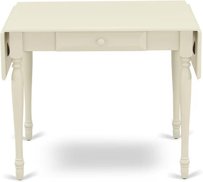 East West Furniture MZDA3-LWH-W 3 Piece Dining Room Furniture Set Contains a Rectangle Kitchen Table with Dropleaf and 2 Dining Chairs, 36x54 Inch, Linen White