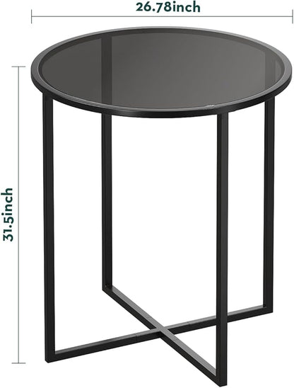 SAYGOER Small Round Dining Table for 2,Glass Circle Kitchen Dinner Table,26.7'' Multifuntional Modern Desk for Dining Room,Office,Kitchen,Apartment,Easy Assembly, All Black