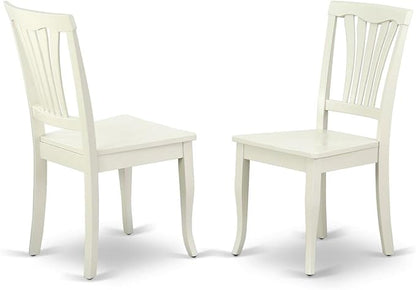 East West Furniture DLAV3-LWH-W 3 Piece Dining Table Set for Small Spaces Contains a Round Dining Room Table with Dropleaf and 2 Wood Seat Chairs, 42x42 Inch, Linen White