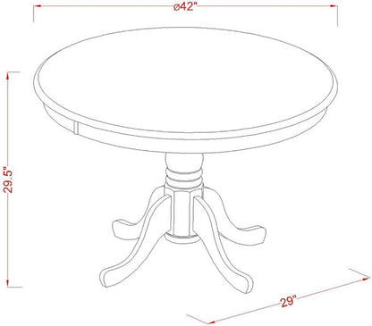 East West Furniture HLCA3-MAH-LC 3 Piece Kitchen Table Set for Small Spaces Contains a Round Dining Room Table with Pedestal and 2 Faux Leather Upholstered Chairs, 42x42 Inch, Mahogany
