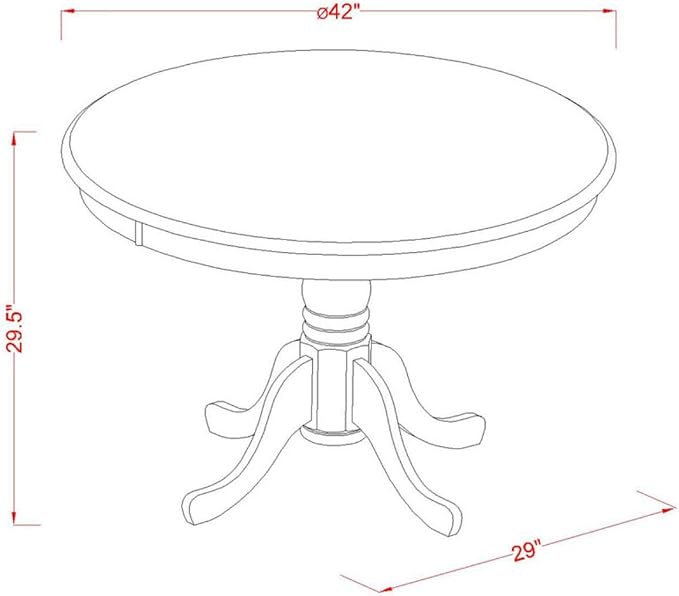 East West Furniture HLAN3-BCH-W 3 Piece Dining Table Set for Small Spaces Contains a Round Dining Room Table with Pedestal and 2 Wood Seat Chairs, 42x42 Inch, Black & Cherry