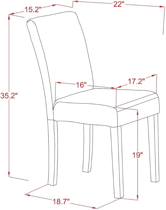 East West Furniture DUAB5-MAH-18 5 Piece Dining Set Includes a Rectangle Dining Room Table and 4 Coffee Linen Fabric Upholstered Chairs, 36x60 Inch, Mahogany