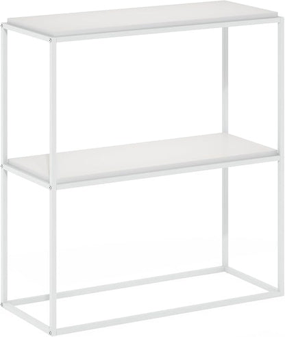 Furinno Moretti Modern Lifestyle Wide Stackable Shelf, 2-Tier, Solid White/White