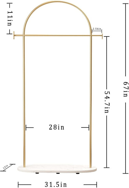Gold Clothing Rack, Modern Clothes Rack with Shelf, Heavy Duty Freestanding Coat Rack, Metal Coat Hanger Stand with Hooks for Boutique Office