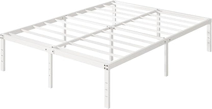 16 Inch White California King Bed Frames No Box Spring Need, Platform Cal King Bed Frame with High Storage, Eassy Assembly 3,500 lbs Heavy Duty Bedframes
