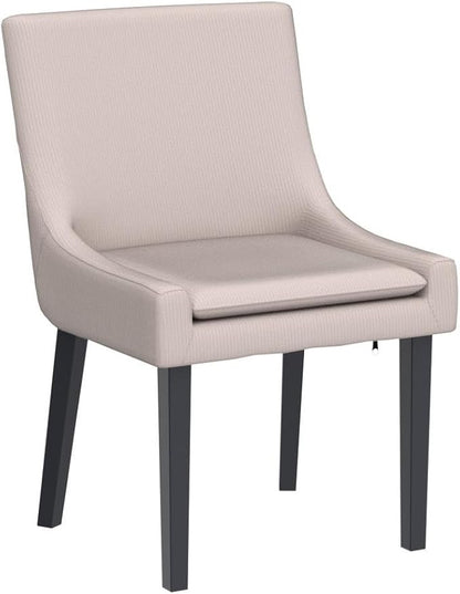 COLAMY Modern Dining Chairs Set of 2, Upholstered Corduroy Accent Side Leisure Chairs with Mid Back and Wood Legs for Living Room/Dining Room-Beige