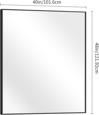 BONEWEI Bathroom Mirror,40x48 inch Bathroom Mirrors for Over Sink,Large Wall Mirror for Bathroom Wall Mounted Rectangle Mirrors,Black Vanity Mirror for Living Room,Bedroom Entryway,Horizontal/Vertical