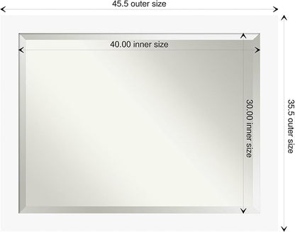 Amanti Art White Bathroom Mirror for Over Sink, 36x46 Basic White Rectangle Vanity Mirror, X-Large Casual Wood Frame, Hangs Horizonally and Vertically, Bathroom Wall Decor, Beveled Edge from WI, USA
