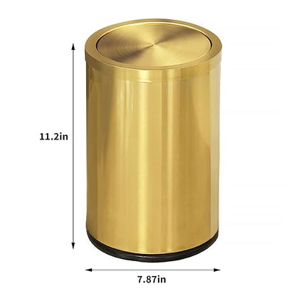 2.6 Gallon Gold Bathroom Trash can with lid,Small Office Garbage can Wastebasket bin for Bedroom,Living Room,Kitchen (Gold)