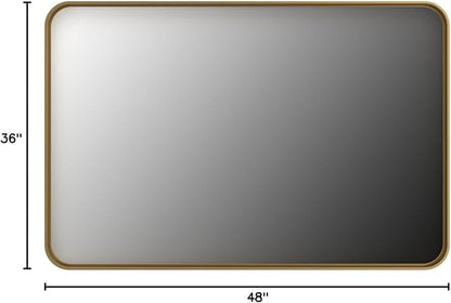 TokeShimi 48x36 Inch Brushed Gold Bathroom Vanity Mirror for Wall with Non-Rusting Aluminum Alloy Metal Frame Rounded Corner for Farmhouse Modern Home Decor (Horizontal/Vertical)