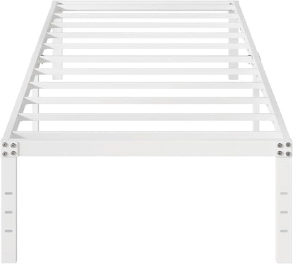 16 Inch White Twin XL Bed Frames, Metal Platform Twin XL Bed Frame with High Storage, Eassy Assembly 2,500 lbs Heavy Duty Bedframes