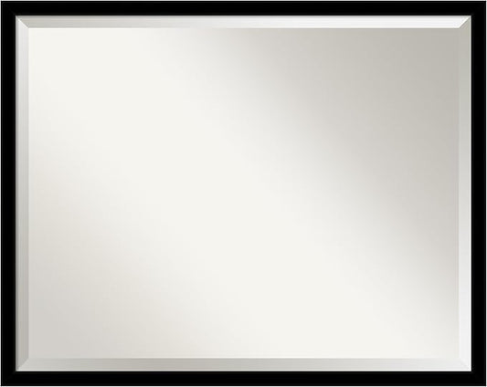 Amanti Art Black Bathroom Mirror for Over Sink, 24x30 Jet Black Rectangle Vanity Mirror, Large Modern Contemporary Frame, Hangs Horizonally and Vertically, Bathroom Wall Decor, Beveled Edge