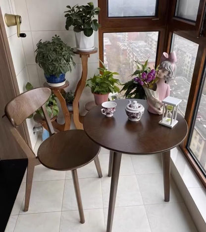 24" Round 3 Legs Casual Dining Table, Walnut Brown Rubberwood Coffee Table End Table Modern Leisure Table Small Dining Room Kitchen Furniture for Small Space