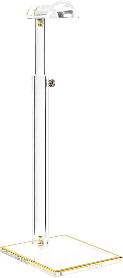 Acrylic Purse Display Stands, 14"-24" Adjustable Height Handbag Holder, Clear Purse Rack Stands for Closet Retail, Durable Gold Trim Bag Stand Hanging Wallet Jewelry Necklace Organizer