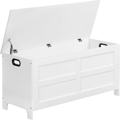 Storage Chest, 39.4” Large Toy Chest, Entryway Storage Trunk, Storage Bench with Safety Hinge, Entrance Bench for Living Room, Entrance, Bedroom, White SCWT48301