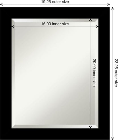 Amanti Art Black Bathroom Mirror for Over Sink, 24x20 Brushed Black Rectangle Vanity Mirror, Small Modern Contemporary Frame, Hangs Horizonally and Vertically, Bathroom Wall Decor, Beveled Edge