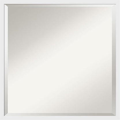 Amanti Art White Bathroom Mirror for Over Sink, 22x22 Incline White Square Vanity Mirror, Medium Modern Contemporary Wood Frame, Hangs Horizonally and Vertically, Bathroom Wall Decor, Beveled Edge