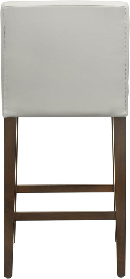 CHITA Counter Height Bar Stools Set of 2, 27" H Seat Height Upholstered Barstools, PU Leather in Creamy Grey