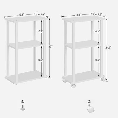 TUTOTAK Small Side Table, Narrow End Table, Bedside Table, Couch Side Table with Wheels for Living Room or Bedroom, White TB01BW061