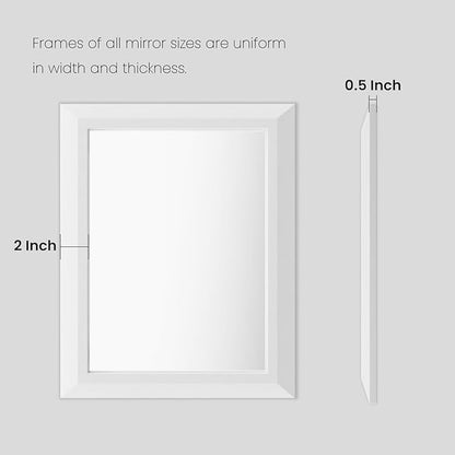 Amorho Bathroom Mirror, 24 X32 Inch White Thick Metal Framed Wall Mirrors for Over Sink, Bedroom, Living Room, Entryway, Rectangle Wall-Mounted Mirrors(Horizontal/Vertical).