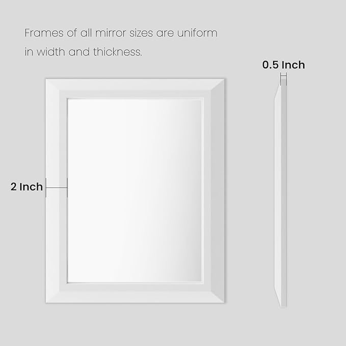 Amorho Bathroom Mirror, 48x30 Inch White Thick Metal Framed Wall Mirrors for Over 2 Sinks, Bedroom, Living Room, Entryway, Large Rectangle Wall-Mounted Mirrors.