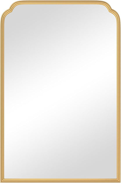 24X36 Inch Gold Mirror for Bathroom, Modern Rounded Corner Rectangle Mirror with Non-Rusting Iron Metal Framed Bathroom Vanity Mirror for Over Sink Wall Decor(Tempered Glass)