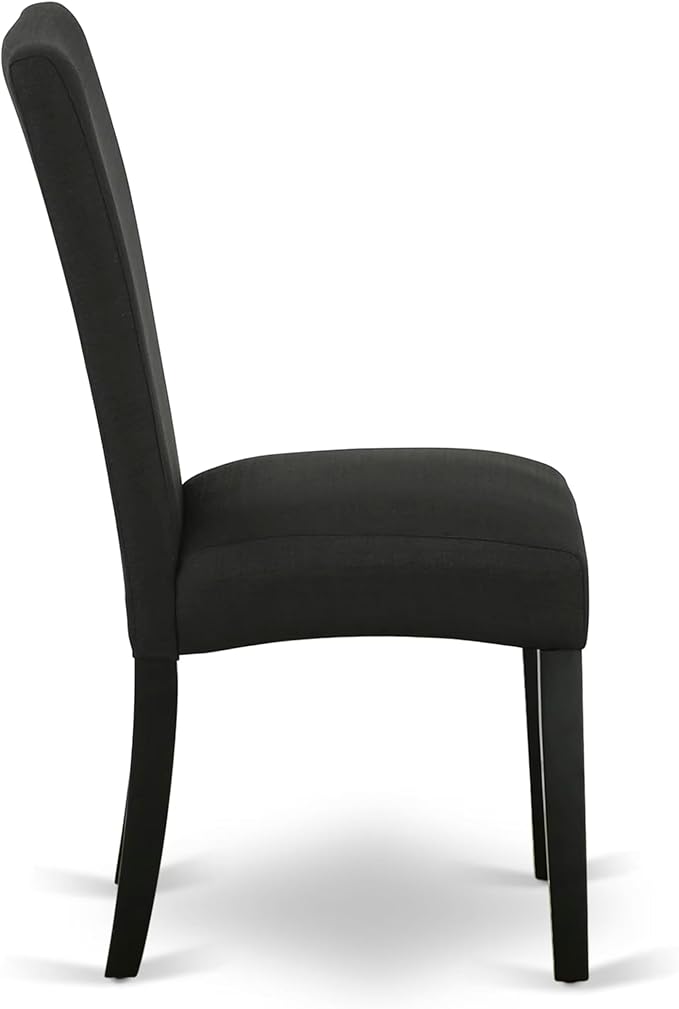 East West Furniture V677DR124-5 5 Piece Dining Room Table Set Includes a Rectangle Kitchen Table with V-Legs and 4 Black Color Linen Fabric Parson Dining Chairs, 40x72 Inch, Multi-Color