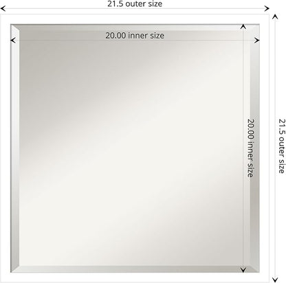 Amanti Art White Bathroom Mirror for Over Sink, 22x22 Svelte White Square Vanity Mirror, Medium Modern Contemporary Wood Frame, Hangs Horizonally and Vertically, Bathroom Wall Decor, Beveled Edge