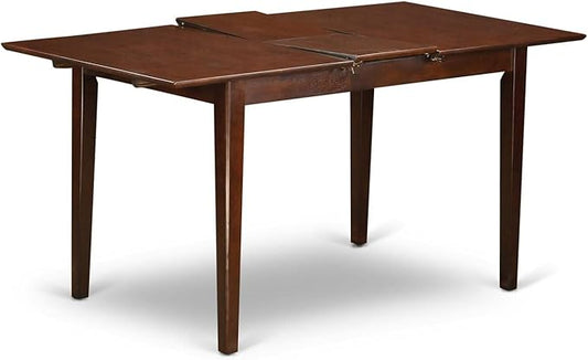 East West Furniture PSCL5-MAH-W 5 Piece Dining Room Table Set Includes a Rectangle Kitchen Table with Butterfly Leaf and 4 Dining Chairs, 32x60 Inch, Mahogany